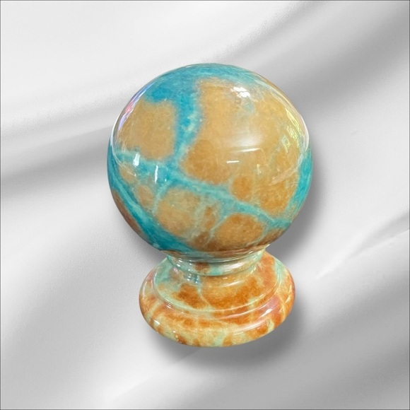 Vintage Ducceschi Hand Carved Alabaster Globe Paperweight MCM Bookend Italy 3.5" - Picture 3 of 10